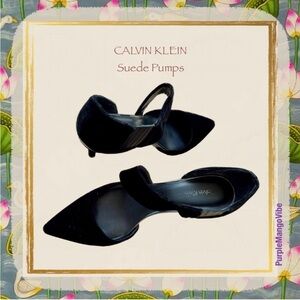 CALVIN KLEIN | Solanz Neal Women's Black Suede Slingback Heel Pumps | Size 9